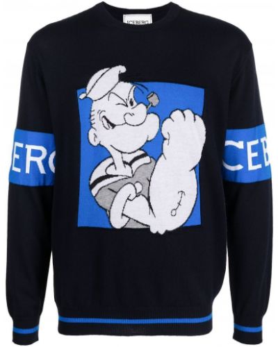 Trykt sweatshirt Iceberg blå