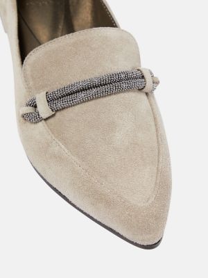 Pantofi loafer din piele de căprioară Brunello Cucinelli gri