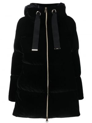Prošívaná velurová bunda s kapucí Herno černá