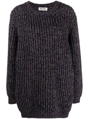 Плетен вълнен пуловер с кръгло деколте Miu Miu