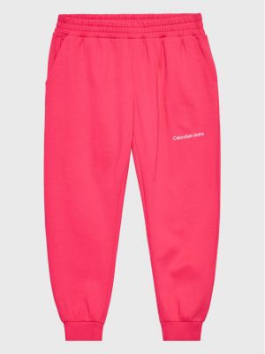 Relaxed fit sportinės kelnes Calvin Klein Jeans rožinė