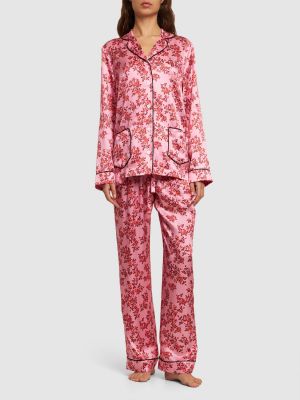 Pantaloni de mătase cu imagine Emilia Wickstead roz