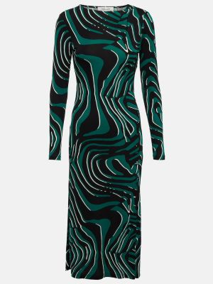 Černé přiléhavé midi šaty s potiskem Diane Von Furstenberg