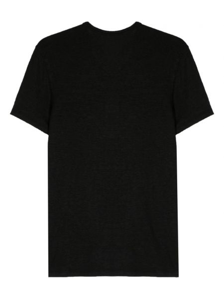 Lininis marškinėliai v formos iškirpte Majestic Filatures juoda