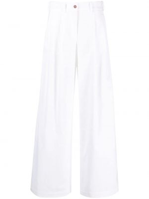 Plisované bavlněné kalhoty relaxed fit Jejia bílé