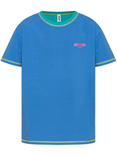 T-shirt en coton à imprimé Moschino bleu