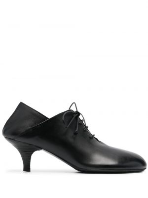 Кожени полуотворени обувки с връзки с дантела Marsell черно