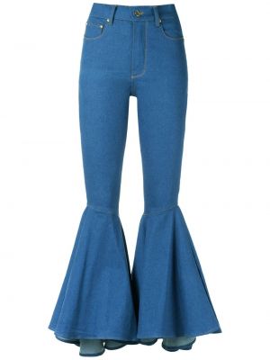 Zvonové džíny s vysokým pasem s páskem Amapô - modrá