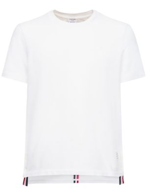 Camiseta de algodón de tela jersey Thom Browne blanco