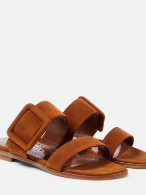 Sandale din piele de căprioară Manolo Blahnik maro