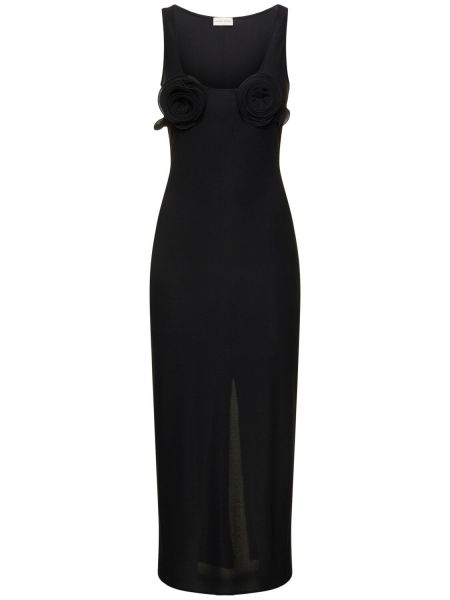 Jersey midi obleka s cvetličnim vzorcem Magda Butrym črna