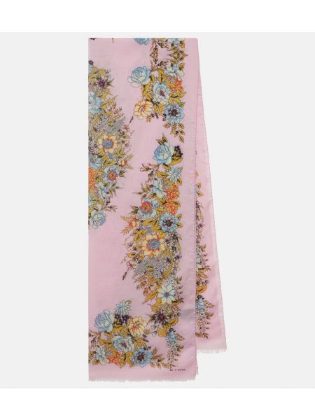 Кашемировый шелковый шерстяной шарф Etro розовый