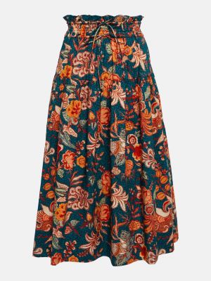 Хлопковая юбка миди с высокой талией в цветочек Ulla Johnson