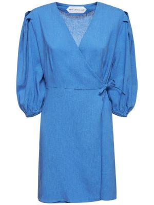 Ленена макси рокля с дълъг ръкав Fête Impériale синьо