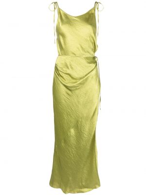 Satynowa sukienka długa Acne Studios zielona