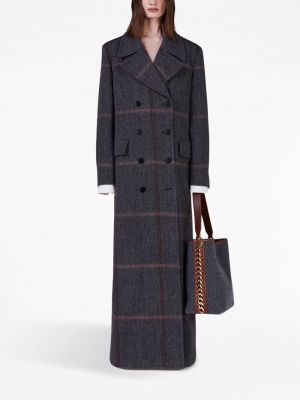 Kostkovaný vlněný kabát Stella Mccartney šedý