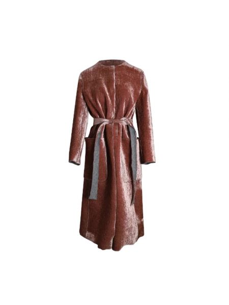 Aksamitny płaszcz Bottega Veneta Vintage brązowy