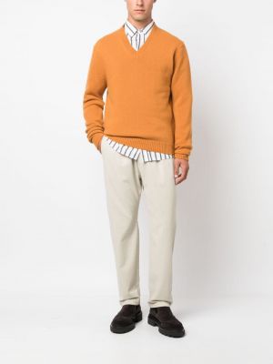 Sweter z dekoltem w serek Barena pomarańczowy