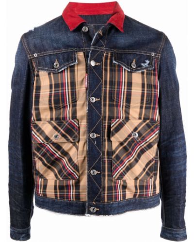 Chaqueta vaquera a cuadros Dsquared2 azul