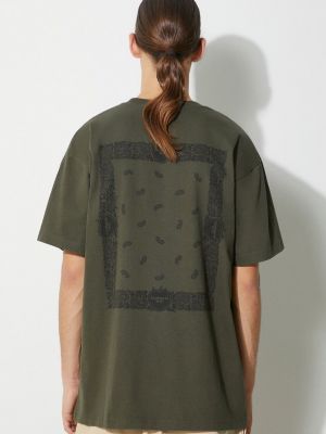 Bavlněné tričko s potiskem s paisley potiskem Carhartt Wip zelené
