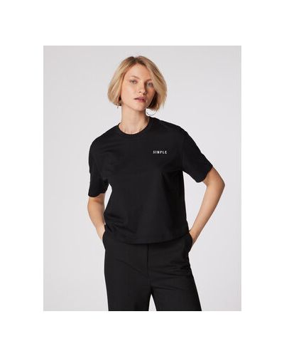 Simple Tricou TSD551-01 Negru Relaxed Fit