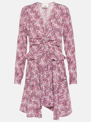 Hedvábné šaty s potiskem Isabel Marant fialové