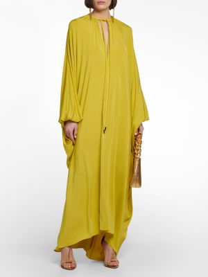 Drapované saténové dlouhé šaty Tom Ford žluté