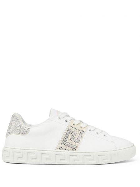 Krystaller læder sneakers Versace hvid