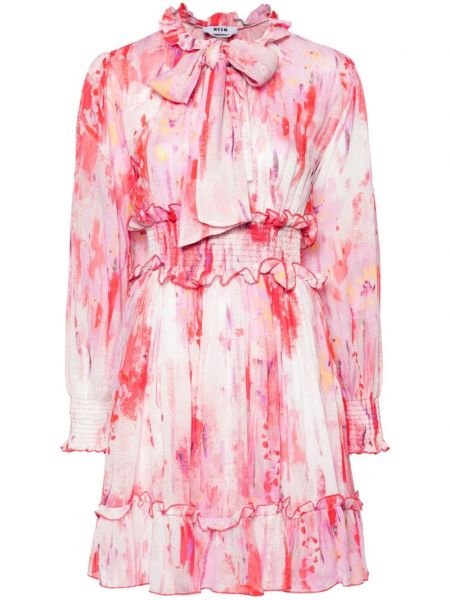 Šaty s potlačou s abstraktným vzorom Msgm ružová