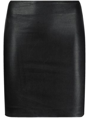 Kožená sukně s vysokým pasem Sprwmn - černá