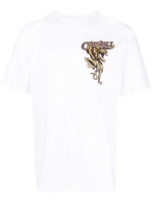 T-shirt med mönster Roberto Cavalli vit