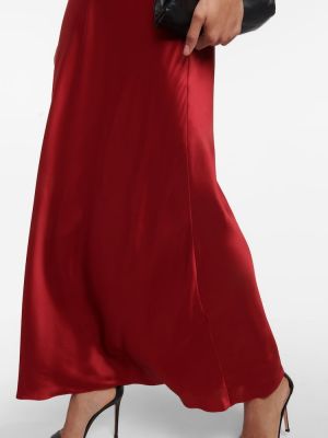 Falda larga de raso de seda The Sei rojo