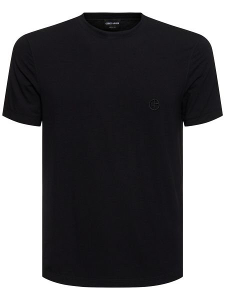 Camiseta de viscosa de tela jersey Giorgio Armani negro