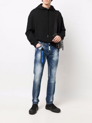 Slim fit skinny džíny s oděrkami Philipp Plein modré