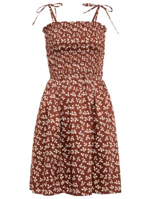Mini vestido de algodón con estampado Tory Burch marrón