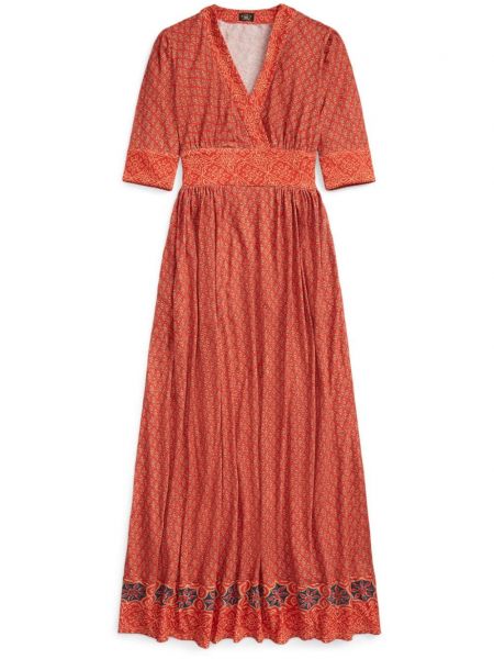 Painettu maxi mekko Ralph Lauren Rrl oranssi