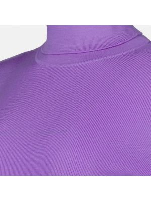 Jersey cuello alto de lana con cuello alto de tela jersey Victoria Beckham violeta