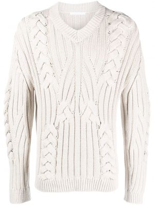 Пуловер с v-образно деколте Helmut Lang бяло
