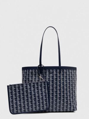 Синяя сумка шоппер Lacoste