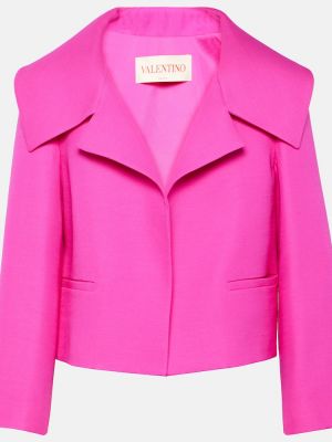 Μεταξωτός μάλλινος μπουφάν Valentino ροζ