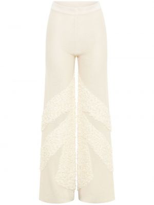 Viskózové bavlněné lněné zvonové kalhoty Dion Lee - bílá