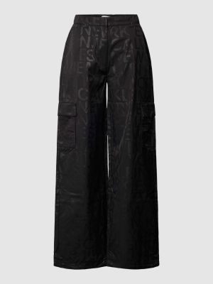 Spodnie cargo z nadrukiem Calvin Klein Jeans czarne