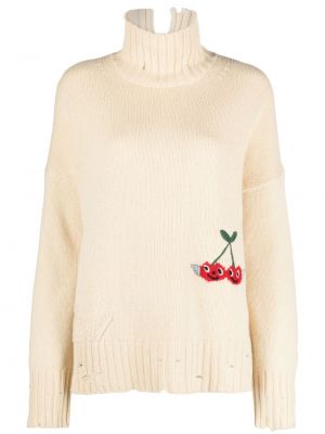Vlněný svetr s výšivkou Zadig&voltaire bílý