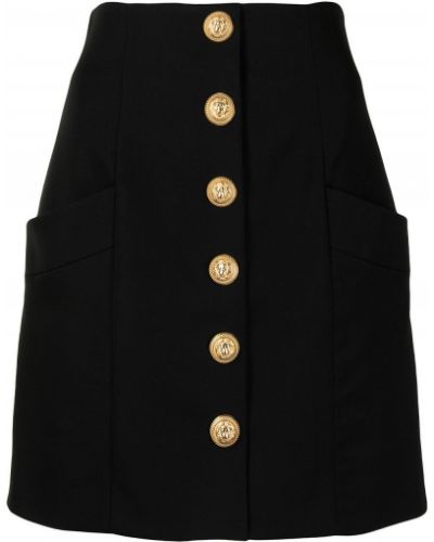 Falda de cintura alta con botones Balmain negro