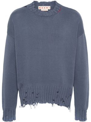 Džemper s vezom s izrezima Marni plava