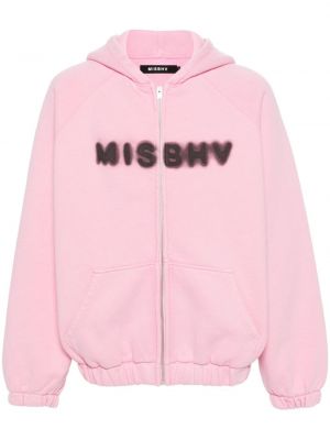 Raštuotas medvilninis džemperis su gobtuvu Misbhv rožinė