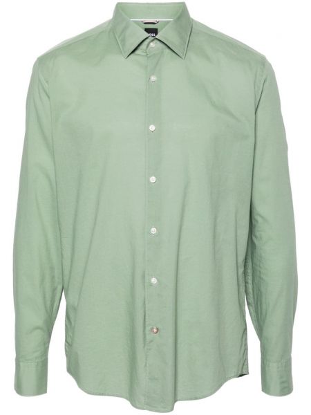 Βαμβακερό μακρύ πουκάμισο Boss πράσινο