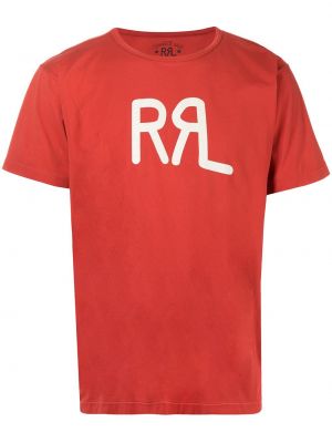 Памучна тениска с принт Ralph Lauren Rrl червено