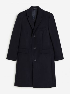 Шерстяное однобортное пальто H&m синее