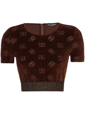 Majica iz žakarda Dolce & Gabbana rjava